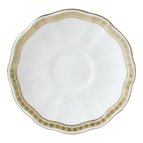 White and gold fine bone china coffee saucer
